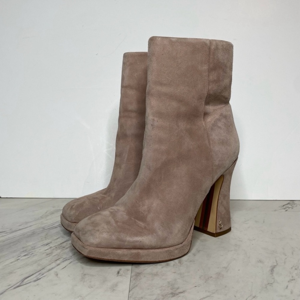 Sam Edelman Jaye Tan Suede Heeled Bootie 10 - Picture 4 of 6